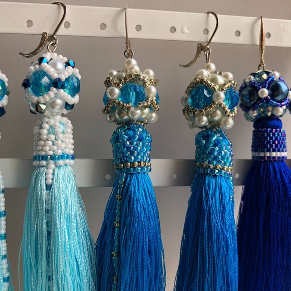 HENDMADE earrings long several colors - Picture 2 of 15